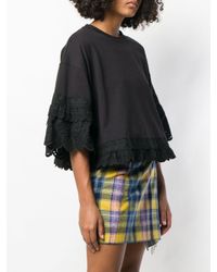 T-shirt à ourlet à broderies anglaises McQ Alexander McQueen en coloris Black