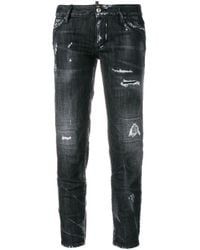 DSquared² Black Jeans im Distressed-Look