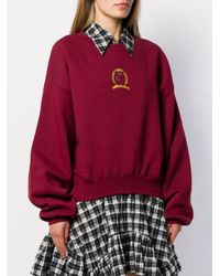 Sweat à logo brodé Tommy Hilfiger en coloris Red