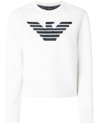 Sweat à patch logo Emporio Armani en coloris White