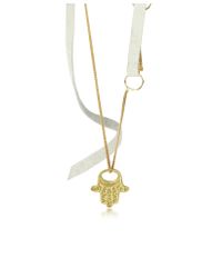 Goti - Metallic Fatima'S Hand 18K Gold And Leather Necklace - Lyst