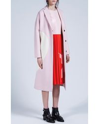 MSGM | Heart Intarsia Pale Pink Wool Felt Coat | Lyst
