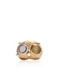 Monica Rich Kosann | Metallic 18k Yellow Gold One-of-a-kind Owl Ring With A Cat's Eye Chrysoberyl And Diamonds | Lyst