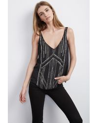 Velvet By Graham & Spencer - Black Ilona Beaded Chiffon Tank Top - Lyst