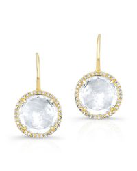 Anne Sisteron - Orange 14kt Yellow Gold White Topaz Diamond Round Earrings - Lyst