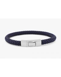 Tateossian - Coru Bracelet In Brown Rubber And Blue Steel Wire With Silver Clasp for Men - Lyst