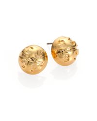 Tory Burch | Metallic Medallion Dome Stud Earrings/Goldtone | Lyst