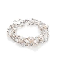 Adriana Orsini | White Caged Three-Strand Faux Pearl Bracelet | Lyst