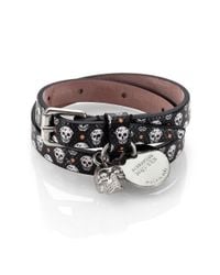 Alexander McQueen | Black Printed Leather Bracelet for Men | Lyst