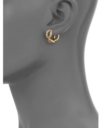 Michael Kors | Metallic Cityscape Chains Frozen Goldtone Hoop Earrings/0.75 | Lyst