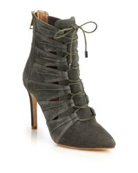 Joie | Gray Jelka Leather Lace-up Booties | Lyst