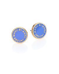 Marc By Marc Jacobs | Blue Enamel Logo Disc Stud Earrings | Lyst