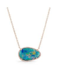 Anne Sisteron | Blue 14kt Rose Gold Elegant Opal Diamond Necklace | Lyst