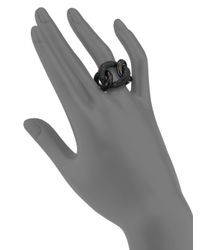 Michael Kors | Pave Blackened Curb Link Ring | Lyst