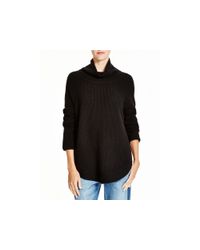 VINCE | Black Side Zip Cowl Neck Sweater | Lyst