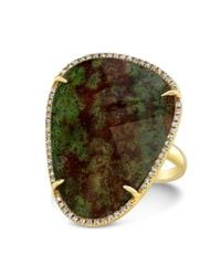Anne Sisteron | 14kt Yellow Gold Blood Stone Diamond Organic Shape Diamond Cocktail Ring | Lyst