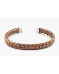 Tateossian - Bamboo Bracelet In Tightly Weaved Brown Ruthenium Plated Silver With Silver Caps for Men - Lyst