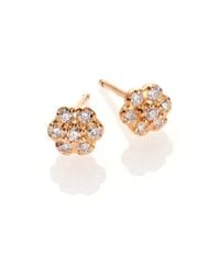 Ginette NY | Pink Diamond & 18K Rose Gold Mini Lotus Stud Earrings | Lyst