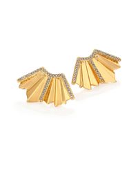 Giles & Brother | Metallic Ray Fan Pave Crystal Earrings/goldtone | Lyst