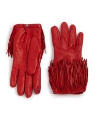 Diane von Furstenberg | Red Fringed Leather Gloves | Lyst