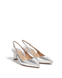 Ferragamo - Metallic Flower Heel Sling Back Pump Shoe - Lyst