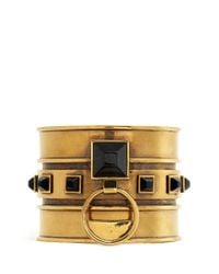 Alexander McQueen | Black Tiger Eye Stone Brass Cuff | Lyst