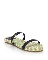 Tory Burch | Green Leather Espadrille Sandals | Lyst