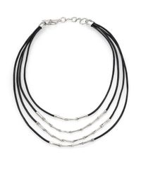 John Hardy | Bamboo Sterling Silver & Black Cord Four-row Necklace | Lyst
