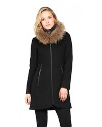 Lyst - Soia & kyo Charlene Wool Coat With Removable Fur Trimmed Hood in ...