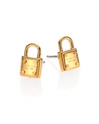 Michael Kors | Metallic Padlock Logo Stud Earrings | Lyst