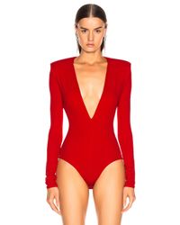 Alexandre Vauthier Red Plunging Bodysuit
