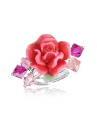Dolci Gioie - Sterling Silver Red Rose Ring - Lyst