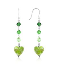 House of Murano - Green Vortice - Lime Swirling Murano Glass Heart Earrings - Lyst