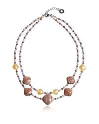 Antica Murrina - Millerighe 2 Double - Pastel Multicolor Murano Glass W/stripes And Gold Leaf Choker - Lyst