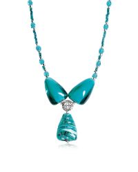 Antica Murrina - Blue Marina 3 - Turquoise Green Murano Glass And Silver Leaf Pendant Necklace - Lyst