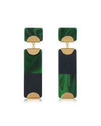 Tory Burch - Green Resin Color-block Drop Earrings W/goldtone Metal - Lyst