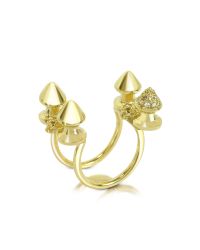 Bernard Delettrez - Metallic Four Studs Gold And Cognac Diamonds Ring - Lyst
