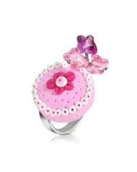 Dolci Gioie - Pink Sterling Silver Cake Charm Ring - Lyst