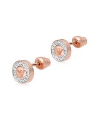 Emporio Armani - Pink Heritage Sterling Silver Pvd Rose Goldtone Earrings W/crystals - Lyst