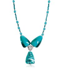 Antica Murrina - Blue Marina 3 - Turquoise Green Murano Glass And Silver Leaf Pendant Necklace - Lyst