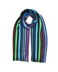 Paul Smith - Black Neon Stripe Merino Wool Men's Scarf for Men - Lyst