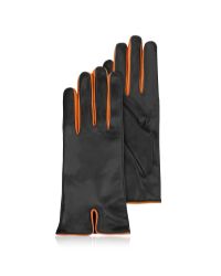 FORZIERI - Black & Orange Cashmere Lined Leather Ladies' Gloves - Lyst