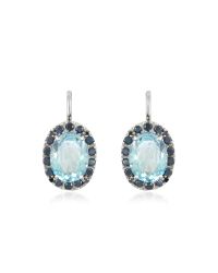 FORZIERI - White 0.58 Ct Diamond Pave 18k Gold Earrings W/blue Topaz - Lyst