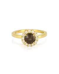 FORZIERI - Metallic 0.24 Ct Diamond Pave 18k Gold Ring W/ Smoky Quartz - Lyst