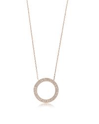 Michael Kors | Metallic Pave Circle Rose Golden Steel Women's Pendant Necklace | Lyst