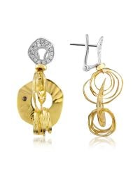 Orlando Orlandini | Metallic Fashion - Diamond 18k Two-tone Gold Drop Earrings | Lyst
