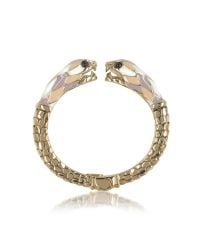 Roberto Cavalli - Metallic Gold Tone Metal And Multicolor Enamel Double Snake Bangle Bracelet - Lyst
