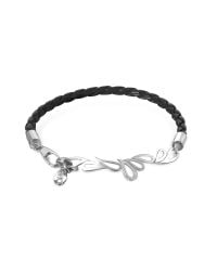 Sho London - Black Mari Fiendship Leather And Sterling Silver Bangle - Lyst