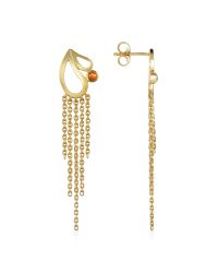 Sho London - Metallic Mari Splash Fringe Earrings W/ White Crystal - Lyst