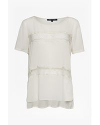 French Connection | Natural Polly Plains Lace Inserts Top | Lyst